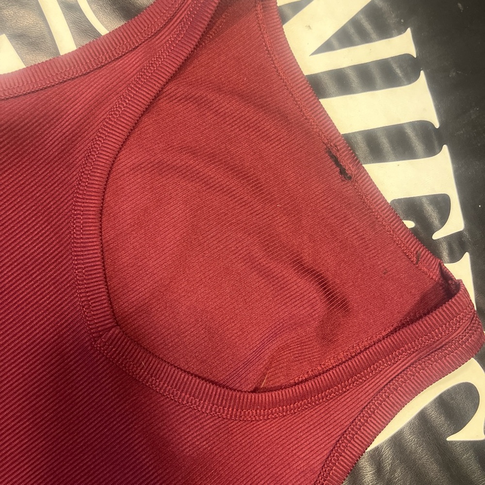 Red Ribbed Women's Tank Top - Picture 3 of 4